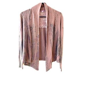 Brown Crochet Back Open Cardigan